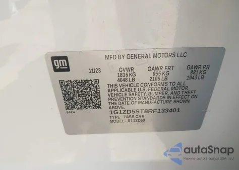 2024 Chevrolet Malibu Fwd 1Lt из США, поврежденный, VIN 1G1ZD5ST8RF133401